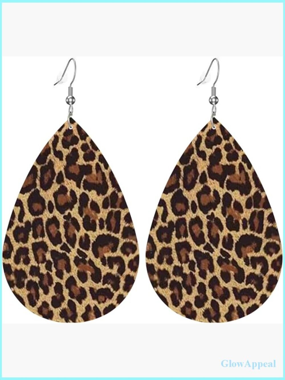 Cheetah Print Leather Dangle Earrings Lightweight Drop Earrings